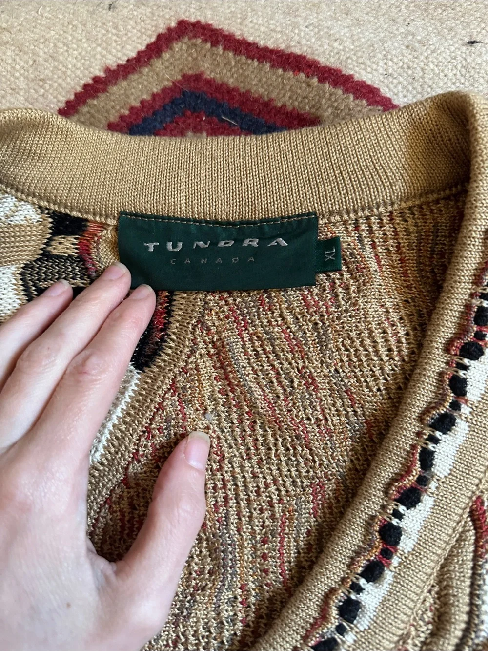 Vintage 80s Tundra Canada Cotton Textural Coogi Look Grandpa Sweater XL